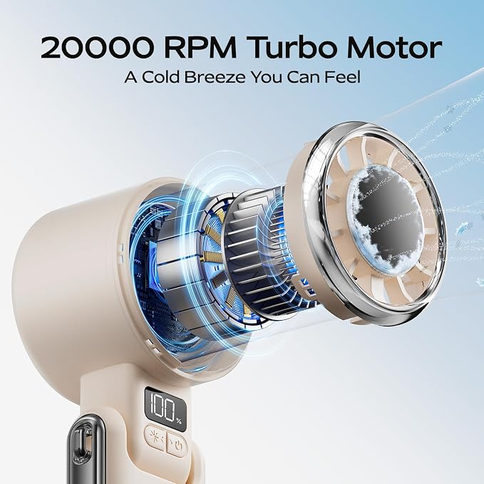 Enhanced Turbo Portable Fan – 3X More Airflow Power Than Traditional Handheld Fans - Gadget Nest